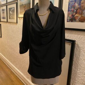 BloomChic Black Draped Blouse